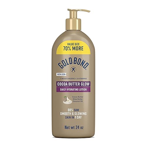 Gold Bond Cocoa Butter Glow Daily Hydrating Lotion with Shea Butter, Cocoa Butter & Coconut Oil, Exfoliating Moisturizer for Dry Skin, 24 oz. - 24 Fl Oz (Pack of 1)