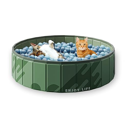 AGGER Cat Ball Pit - 32 Inch Small Foldable Ball Pit for Cats - Indoor Outdoor Playpen - Holds Over 400 2.75 Inch Balls (Sold Separately)
