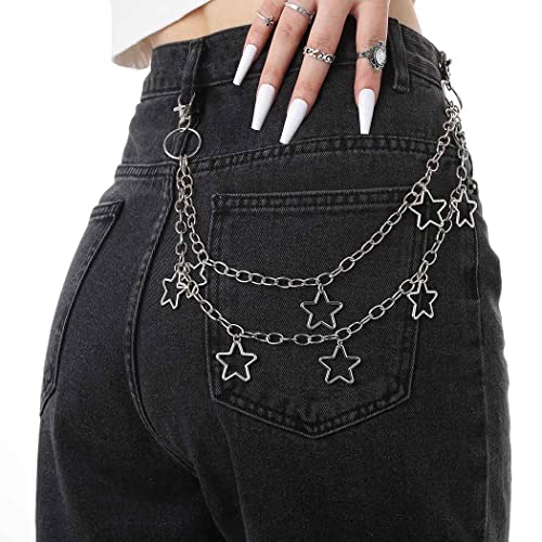 Tgirls Hip Hop Pants Chain Goth Jean Chains Star Punk Pocket Chain for Women Layered Acrylic Keychains Cute Trouser Chain Rock Wallet Chain for Men Waist Body Accessories for Girls - 2 Stat-1