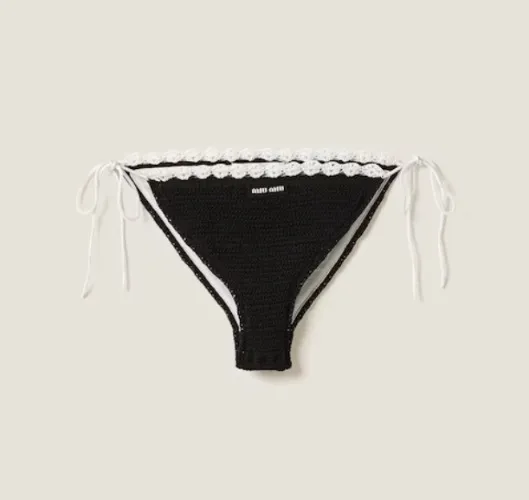 Black Cotton Bikini Panties With Logo | Miu Miu