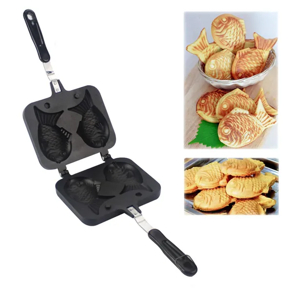 Blawicat Cake Pan Waffle Pan Cake Pan Bread Waffle Maker Aluminum Alloy Non-stick Waffle Cake Baking Mold Plate (Fish) - 