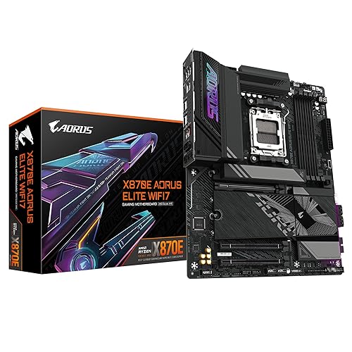 GIGABYTE X870E A Elite WIFI7-Mainboard - Unterstützt AMD Ryzen 9000 CPUs, 16+2+2 Phasen Digital-VRM, bis zu 8000MHz DDR5 (OC), 3xPCIe 5.0, Wi-Fi 7, 2.5GbE LAN, USB 4