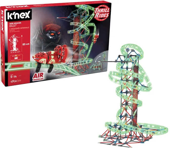 K'NEX Thrill Rides – Web Weaver Roller Coaster Building Set – 439 Pieces – Ages 9 and Up – Construction Educational Toy, Multicolor - 