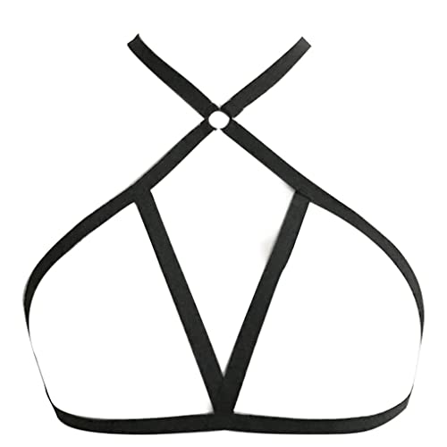 Zehope Black Bra Body Chain Belt Elastic Bra Body Chain Sexy Black Body Chain Belt Jewelry for Women and Girls… - A