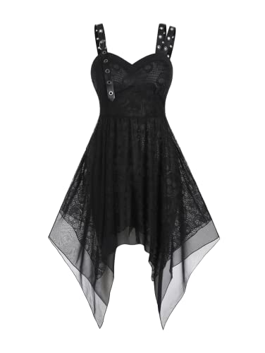 ROSE GAL Womens Plus Size Dresses Sleeveless Gothic Vintage Strap Swing Maxi Dress - Black_2 - 3X