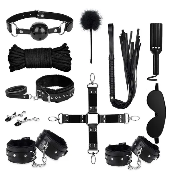 UTIMI Bondage for Sex 11 Pcs BDSM Leather Bondage Sets Restraint Kits for Women and Couples - Black 11 Piece Set