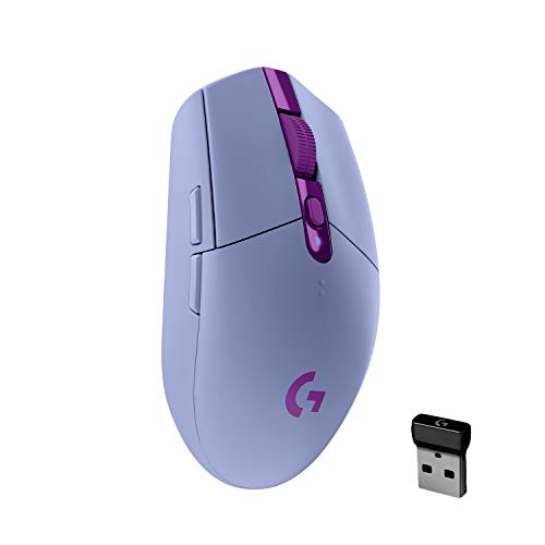 Logitech G305 LIGHTSPEED Wireless Gaming Mouse, Hero 12K Sensor, 12,000 DPI, Lightweight, 6 Programmable Buttons, 250h Battery Life, On-Board Memory, PC/Mac Lilac - Lilac - Mouse