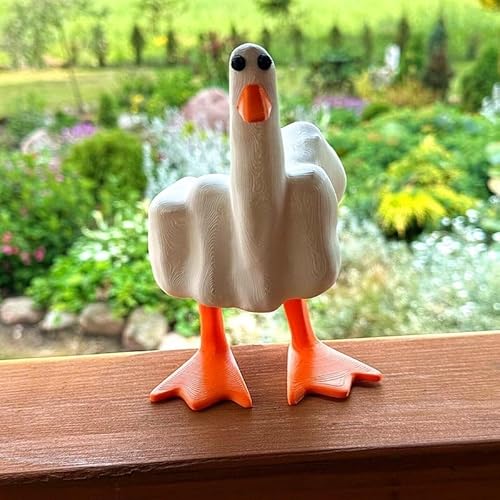 Middle Finger Duck Resin Ornament, Office Desk Decorations Funny Middle Finger Duck Figurine Funny Middle Finger Decoration Office Accessories Funny Office Gifts Funny Ornaments Garden Decorations - Middle Finger Duck