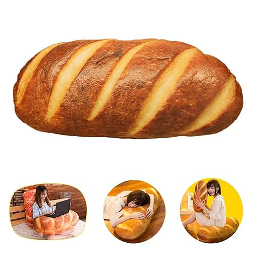 LZYMSZ 3D Simulation Butter Bread Pillow, 23.6 Inch Baguette Soft Lumbar Back Cushion Stuffed Plush Bread Shape Pillow, Sugar-Coated Bread Body Pillow Toy Gift for Sofa Bedroom Office(23.6, Butter)