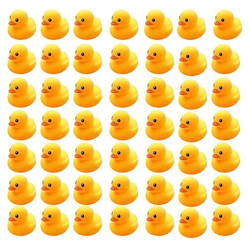 WAMSOLE 50PCS Super Mini Rubber Duck Bath Duck Toys for Toddlers Boys Girls,Squeak and Float Yellow Ducks in Bulk Baby Shower Duck Decorations Party Favors (1.6’’)