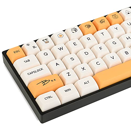 Guffercty kred GTSP 140-Key Honey Milk pbt Keycaps XDA 65 Percent TKL for 100 Percent 60% Mechanical Keyboard(Honey Milk-English) - Honey milk English