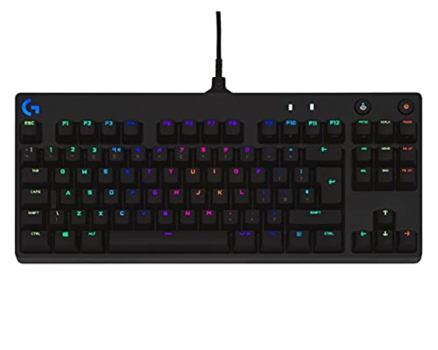 Logitech G PRO TKL Mechanical Gaming Keyboard, GX Blue Clicky Key Switches, LIGHTSYNC RGB, Portable Tenkeyless Design for esport Gaming, Detachable Micro USB Cable, QWERTY UK Layout - Black - Keyboard - Wired - Black