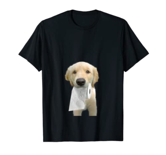 Golden Retriever Dog Dogs Toilet Paper Tissue In Mouth, Cute T-Shirt - Youth - Royal Blue - Large