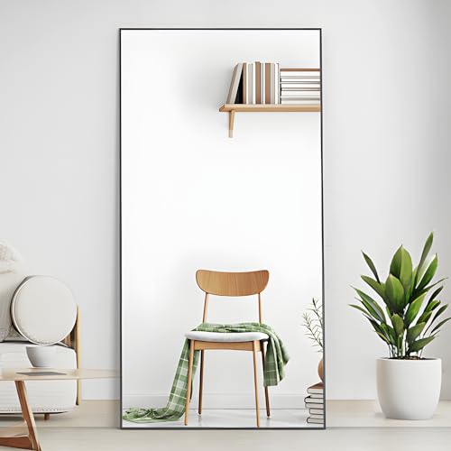 CONGUILIAO 71"x32" Full Length Mirror, Full Body Mirror Standing Hanging or Leaning, Aluminum Frame Floor Mirror Wall Mirror Dressing Mirror for Bedroom Living Room, Black - 71"x32" - Black