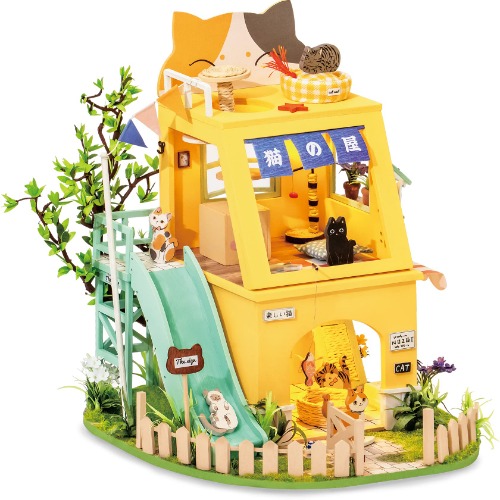 Rolife DIY Miniature Dollhouse Kit 3D Wooden Dolls House Kits to Build for Teens Adults Doll House 1:24 Scale Craft Gifts, Christmas Gfit - Kitty's Cozy Nest