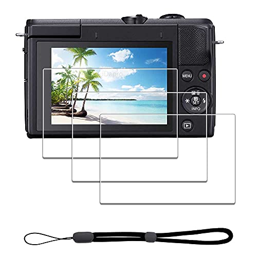 iDaPro Screen Protector for Canon EOS M200 + Hand Lanyard [3+1 Pack] Tempered Glass Easy Installation