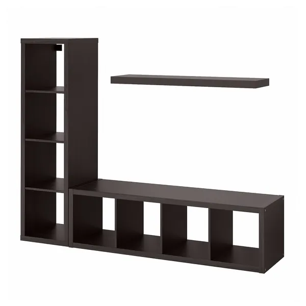 KALLAX / LACK Storage combination with shelf - black-brown 74 3/8x15 3/8x57 7/8 "