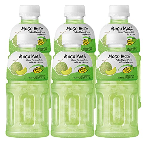 Mogu Mogu Varied Flavored Drinks - Nata De Coco Juice - Jelly Texture - Refreshing Taste - Fun Drinking During Hot Summers Or Take Them on Trip & Picnics (Melon 330ML, Pack of 6) - Melon 330ML - 55 ml (Pack of 6)