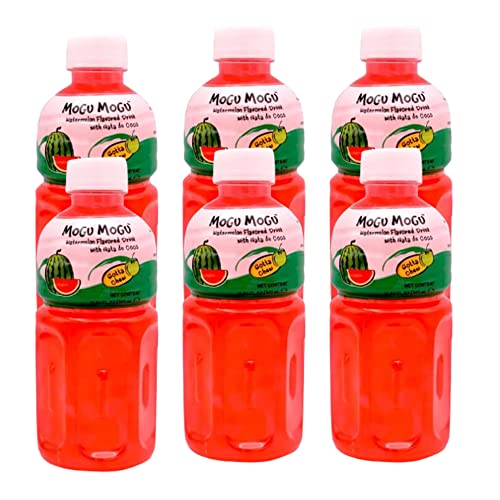 Mogu Mogu Varied Flavored Drinks - Nata De Coco Juice - Jelly Texture - Refreshing Taste - Fun Drinking During Hot Summers Or Take Them on Trip & Picnics (Watermelon 320ML, Pack of 6) - Watermelon 320ML - 53.33 ml (Pack of 6)