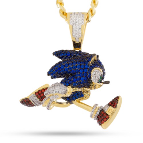 Sonic the Hedgehog x King Ice - Fast Sonic Necklace | 14K Gold / 1.9"