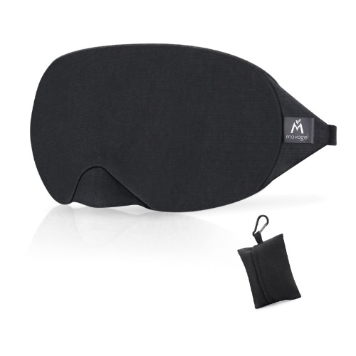 mavogel Cotton Sleep Eye Mask - Updated Design Light Blocking Sleep Mask, Soft and Comfortable Night Eye Mask for Men Women, Eye Blinder for Travel/Sleeping/Shift Work, Includes Travel Pouch, Black - Black