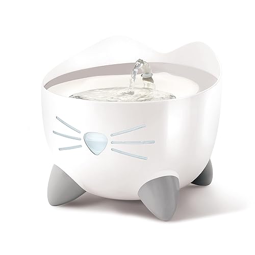 Catit PIXI Drinking Fountain – Cat Water Fountain with Triple Filter and Ergonomic Drinking Options, Stainless Steel, 2.5Liters