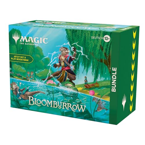 Magic: The Gathering Bloomburrow-Bundle – 9 Play-Booster, 30 Länderkarten + exklusives Zubehör (deutsche Version) - Bundle