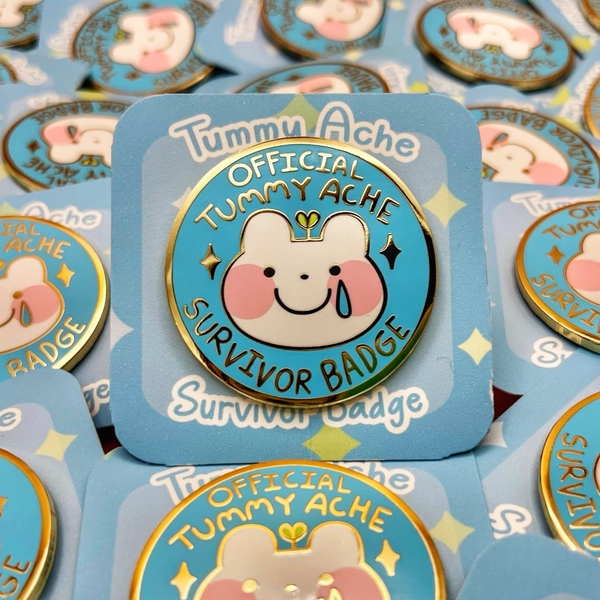 OFFICIAL Tummy Ache Survivor Badge | Funny & Cute Enamel Pin | Lapel Pin | Party Gift | Gift Pin Idea | IBS Funny Gift | Meme Enamel Pin