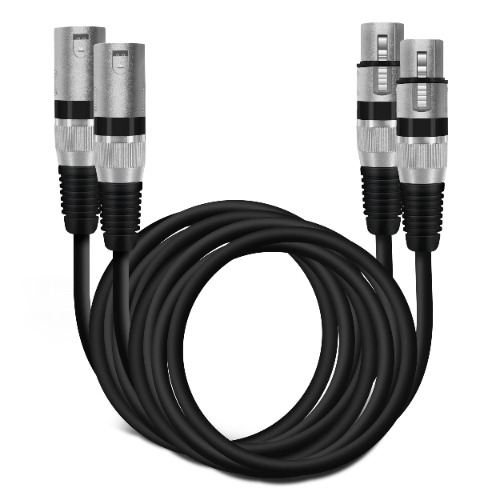 GearIT XLR to XLR Microphone Cable (6 Feet, 2-Pack) XLR Male to Female Mic Cable 3-Pin Balanced Shielded XLR Cable for Mic Mixer, Recording Studio, Podcast - Black, 6ft, 2 Pack - 6 Feet (2-Pack) Black