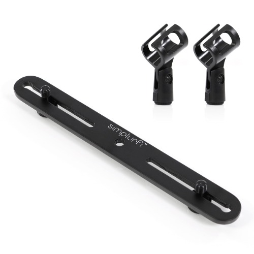 Simplurfi Microphone Bar - Universal Compatibility, Adjustable Length 2.81-9.87", Holds 3 Mics - With 2 Microphone Clips