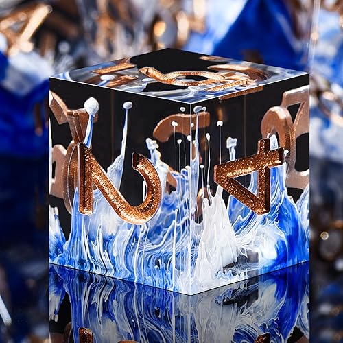 AUSTOR 7-Die DND Dice Set Sharp Edge Resin Dice Handmade Polyhedral Dice for Dungeons and Dragons RPG MTG Table Games（Wave Blue - Wave Blue