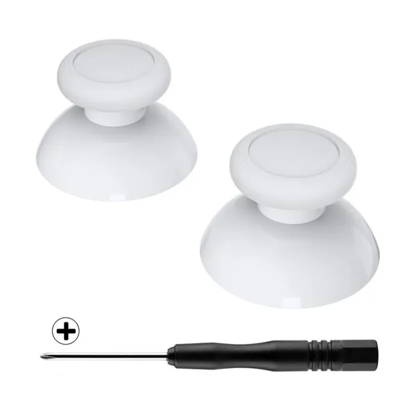 eXtremeRate White Replacement 3D Joystick Thumbsticks, Analog Thumb Sticks with Screwdriver for Nintendo Switch Pro Controller