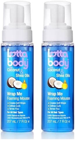 Lottabody Coconut Oil and Shea Wrap Me Foaming Curl Mousse, Creates Soft Wraps, Hair Mousse for Curly Hair, Defines Curls, Anti Frizz, 7 Fl Oz (Pack of 2) - 7 Fl Oz (Pack of 2)