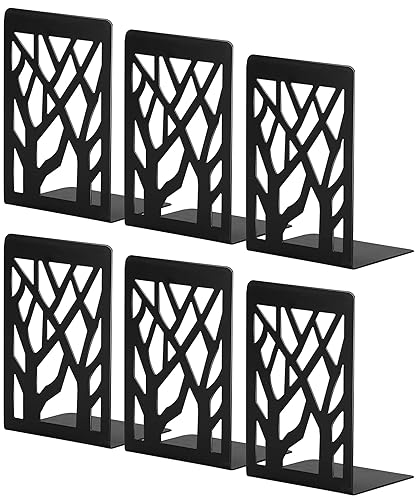 Book Ends, Bookends, Book Ends for Shelves, Bookends for Shelves, Bookend, Book Ends for Heavy Books, Book Shelf Holder Home Decorative, Metal Bookends Black 3 Pair, Bookend Supports, Book Stoppers - Black-3 Pair