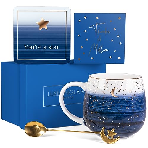 Luxe England Gifts Moon & Stars Small Thank You Gifts - Luxury Thank You Gift Box Designed in Britain – Unique Mug Gift Box for Employee, Coworker, Nurse, Staff Appreciation gifts - Appreciation