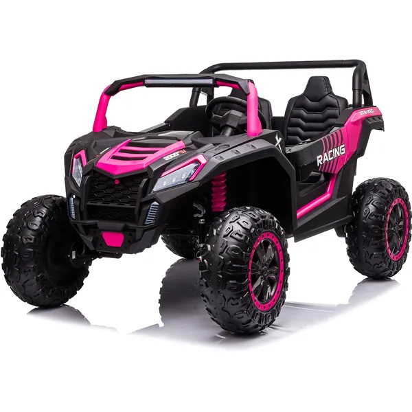 NEWQIDA 4x4 Ride On Buggy UTV 2 Seater Ride On Car 24V Ride On Truck with Remote Control Kids Electric Vehicles 4 Power Driving Wheels Ride On Toy Car Max 220lbs Load for Kids Teens, Pink - 24V 10Ah/EVA Tire Pink 1