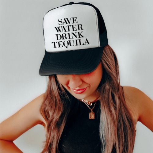 Save Water Drink Tequila Trucker Hat - Black / One size