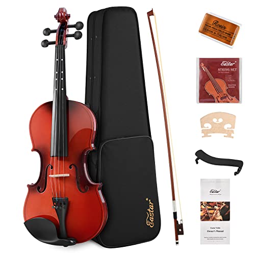 Eastar Violin 4/4 Full Size for Adults, Violin Set for Beginners with Hard Case, Rosin, Shoulder Rest, Bow, and Extra Strings (Imprinted Finger Guide on Fingerboard), EVA-2 - Full - 4/4 Natural
