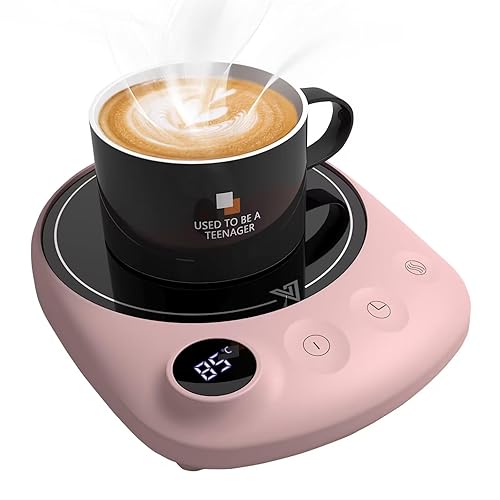 MYMULIKE Mug Warmer, Coffee Warmer for Desk with 4 Temperature Settings (55℃/65℃/75℃/85℃), Cup Warmer for Tea, Milk with 8 Hour Auto-Off & 1-12 Hour Timer - S004-P