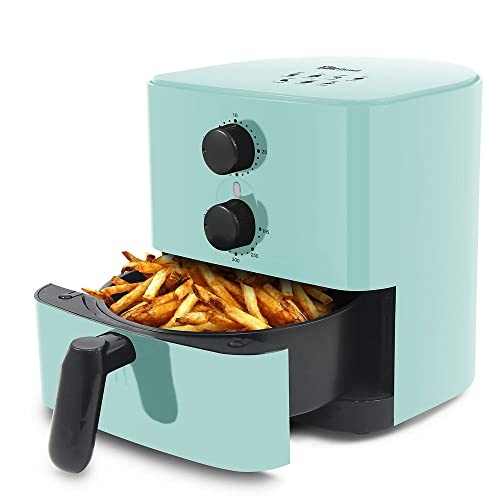 Maxi-Matic Elite Gourmet Personal Compact Space Saving Electric Hot Air Fryer Oil-Less Healthy Cooker, Timer & Temperature Controls, PFOA/PTFE Free, 700-Watts with Recipes, 1 Quart, Mint - Mint - 1.1 quart - Air Fryer