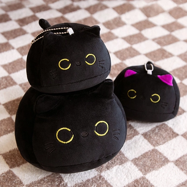 Fluffy Black Kawaii Kitty Plushie