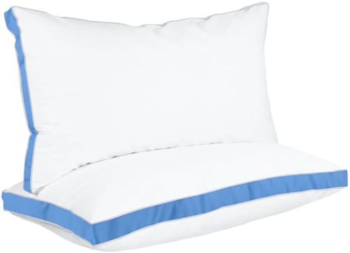 Utopia Bedding Bed Pillows for Sleeping King Size (Blue), Set of 2, Cooling Hotel Quality, Gusseted Pillow for Back, Stomach or Side Sleepers - King (Pack of 2) - Blue