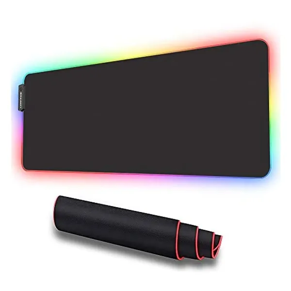 
                            LUXCOMS RGB Soft Gaming Mouse Pad Large , Oversized Glowing Led Extended Mousepad ，Non-Slip Rubber Base Computer Keyboard Pad Mat，31.5X 11.8in
                        