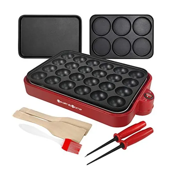 
                            Health and Home Multifunction Nonstick Baking Maker with 3 Interchangeable Baking Plates for Fried Eggs, Fried Steak, Takoyaki, Cake Pops, Grill Maker
                        