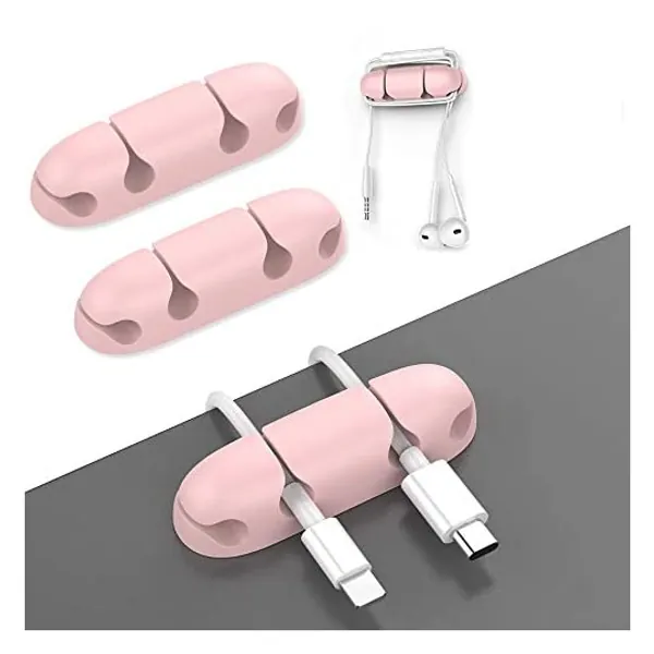 
                            OUSHGO Pack of 3 Cable Clips Cable Organizer Clips Compact Design Desk Wire Holder Strong Adhesive Multipurpose Cord Holder USB Cable for Home, Office, Car, Desk Accessories (Pink)
                        