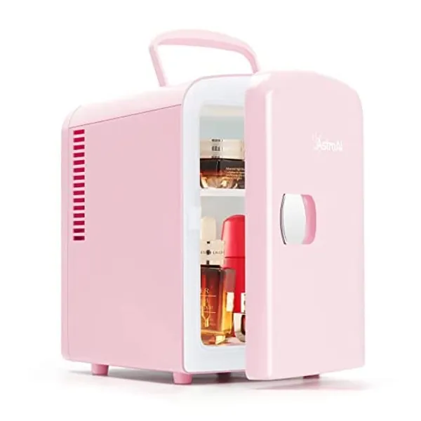 
                            AstroAI Mini Fridge, 4 Liter/6 Can AC/DC Portable Thermoelectric Cooler and Warmer Refrigerators for Skincare, Beverage, Food, Cosmetics, Home, Office and Car, ETL Listed (Pink)
                        
