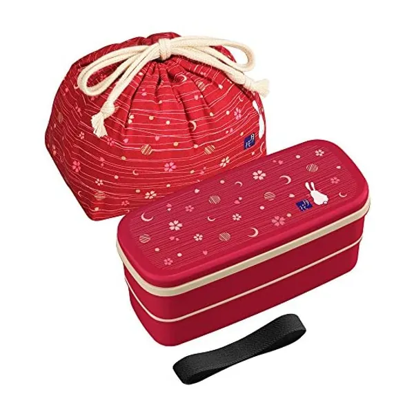 
                            OSK Japanese Traditional Rabbit Moon Bento Box Set, PW-28C Renewal Version, Microwave-safe, Dishwasher-safe, Chopsticks, Bento Bag, Red
                        
