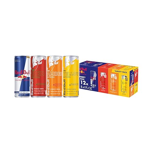Red Bull Energy Drink Variety Pack, Red, Yellow & Amber, with 80mg Caffeine plus Taurine & B Vitamins, 8.4 Fl Oz, Pack of 12 Cans - Variety - 8.4 oz., 12pk
