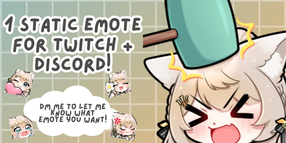 1 Static Emote for Twitch + Discord 𓆩 ♡ 𓆪