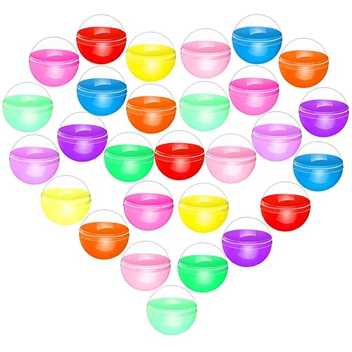 TUANTUAN 100 Pcs 1.1Inch Colored Plastic Capsules Half Clear Half Color Round Ball Empty Clear Colored Round Capsules Plastic Containers Surprise for Kids Party Favor Prize. - 28mm